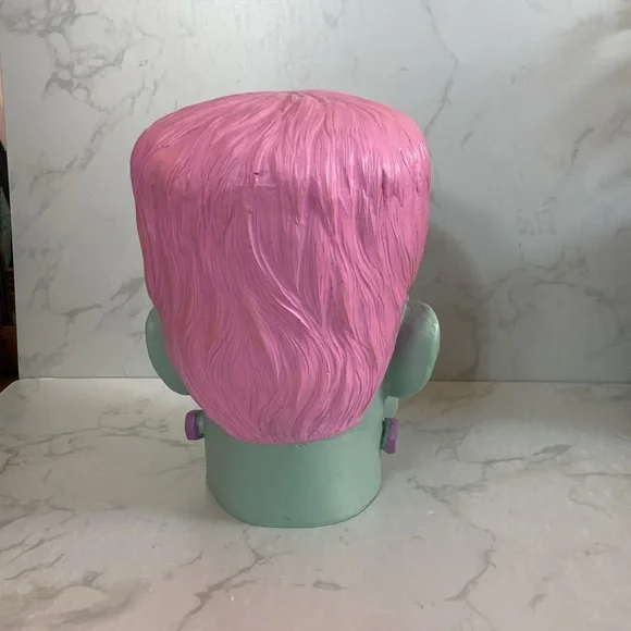 New Green Pink Halloween Viral Frankenstein Head Bust Home Decor Spooky Fall Fun - Picture 3 of 5